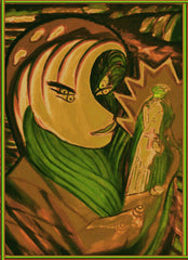 space women with enpty bottle of holy water
