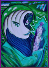 space women with enpty bottle of holy water
