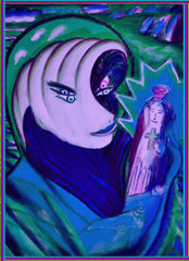 space women with enpty bottle of holy water