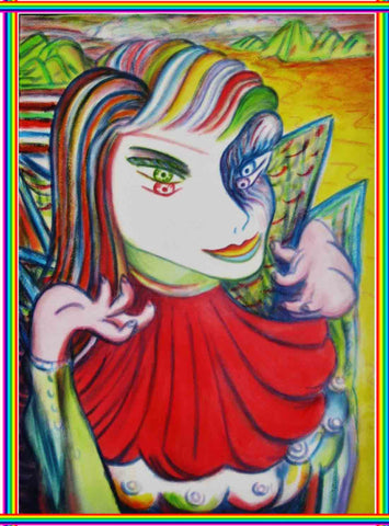 carnival girl,with baby in hand