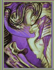 devil women with biting hand bag