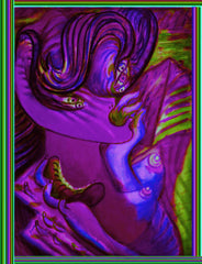 devil women with biting hand bag