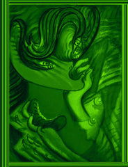 devil women with biting hand bag