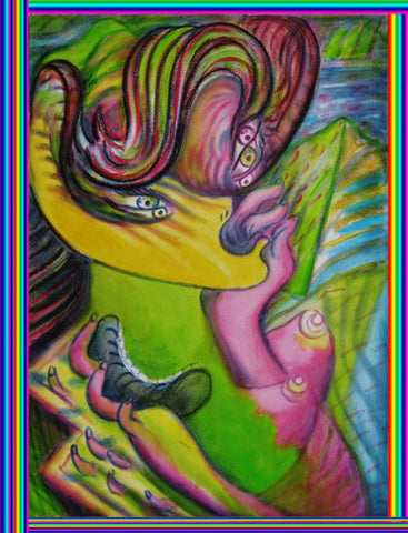 devil women with biting hand bag