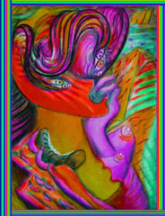 devil women with biting hand bag