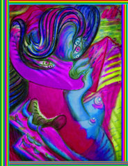 devil women with biting hand bag