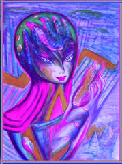 space women with doll phone