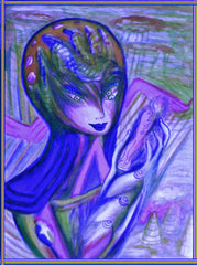 space women with doll phone
