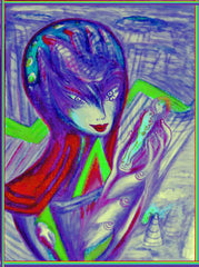 space women with doll phone