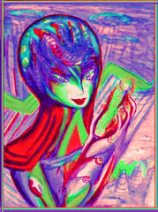 space women with doll phone
