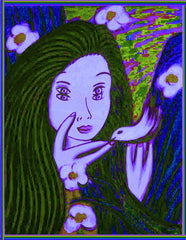 girl with bird- WITH LITTLE GIRL FREE