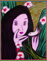 girl with bird- WITH LITTLE GIRL FREE