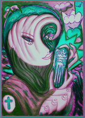 space women with angel phone