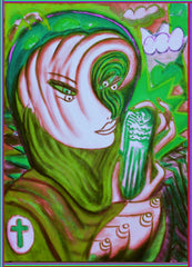 space women with angel phone