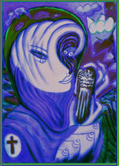 space women with angel phone