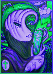 space women with angel phone