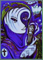 space women with angel phone