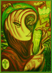 space women with angel phone