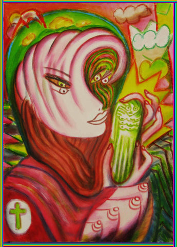space women with angel phone