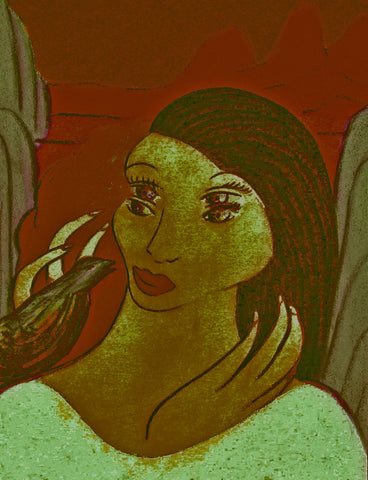 girl with bird