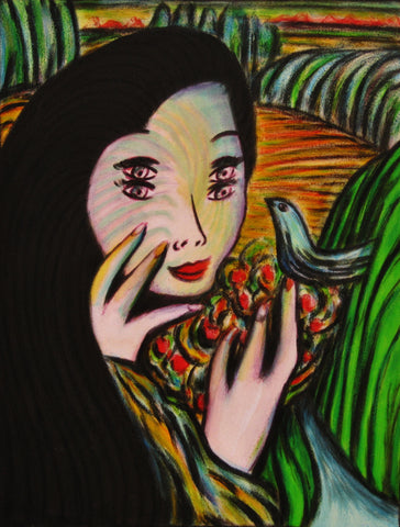 with bird with little girl free