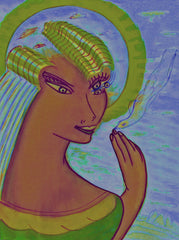 space women with bird