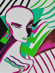 l wonder you,water colour printer girl