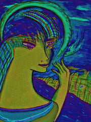 space women with- girl with space bird--LITTLE GIRL FREE