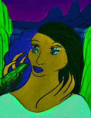 girl with bird
