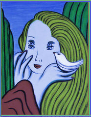 girl with bird