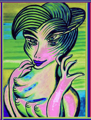 ice cream girl with  biting  fingers
